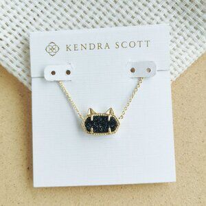 Kendra Scott Elisa Cat Gold Black Drusy Pendant Necklace NEW Perfect condition